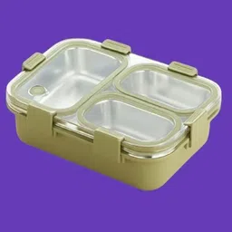 kello Steel Lunch Box, Leak-Proof Tiffin Box for School & Kids With Spoon & Fork A42 3 Containers Lunch Box-picture-10