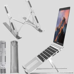 DADNSON laptop stand Aluminum Adjustable Portable Foldable Laptop Stand bol-Laptop Stand 106 Aluminium Floor and Desk Stand Rotatable Laptop Stand with Adjustable Height Compatible with Universal Laptops image 4
