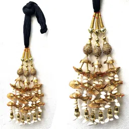 Long Length Ball design Hair Paranda for Women hair accessory (Golden) Braid Extension-image-6