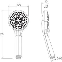 Parryware hand shower 5 - Modes, Airmix switching with Hose & clutch set of 2 pic 078 shower image 3