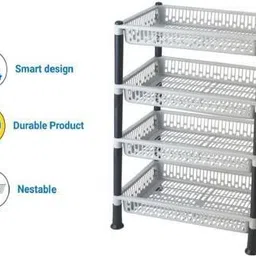 mechon 4 Layer Kitchen Stand Fruits & Vegetable Rack Storage Stand Plastic Kitchen Trolley image 2