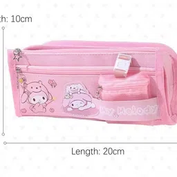 shivom 4 Zip Pouch My Melody Pencil Case Marker Holder Pencil Bag For Children Kids Multi-Compartment Pencil Case for School, Office & Kids’ Desk Organizer Art Polyester Pencil Box image 2