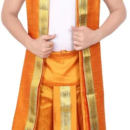 PRIYAKANT SAFAWALA MANGO SAFA DHOTI SET Solid Men Dhoti-image-19