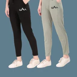 gaa Pack of 2 Women Solid Black Track Pants-picture-28