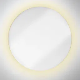 k k glass & aluminium Round Led Mirror With Yellow Light In Silver Colour (36X36) image 2