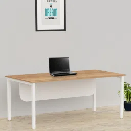 wood you Embassy Workstation In Lyon Teak And Frosty White Finish image 1