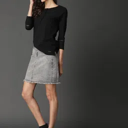 roadster Casual Regular Sleeves Solid Women Black Top image 4