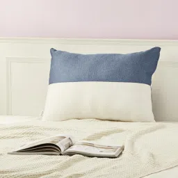 casacraft from pepperfry Luna Height Adjustable Microfibre Sleeping Pillow 27 x 16 Inch In Navy Blue & White Colour image 1