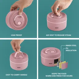 milton Snack Box Big Inner Steel PU Insulated 510 ml Leak Proof Air Vent Lunch Box 1 Containers Lunch Box image 5