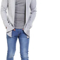 trendolo Men Kimono Style Full Sleeve Grey Shrug image 5