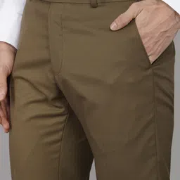 raymond Men Slim Fit Brown Polyester Trousers image 5