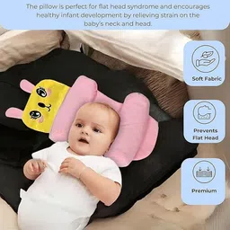 Cotton Baby Pillow Pack of 1 Animals Baby Head Shaping Pillow Neck & Head Support Soft & Breathable for 0–12 Months-image-2