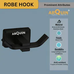 EVANEX Aroma Wall Mounted Double Robe Hook Towel Hanger (Black Matt) 3.66 inch 2 Bar Towel Rod image 4