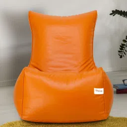 sattva Chair Leatherette Bean Bag With Beans in Orange Colour image 1