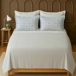 mayfair homes london White 100% Cotton Super King Bedsheet with 2 Pillow Covers-picture-40