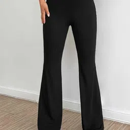 next one Women Flared Black Lycra Blend Trousers-picture-16