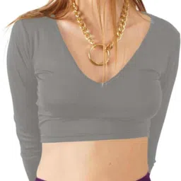 theblazzee Casual Regular Sleeves Solid Women Grey Top image 4