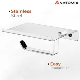 anatomix Tissue Paper Roll Holder with Phone Stand for Bathroom Pack of 2 Stainless Steel Toilet Paper Holder-picture-16