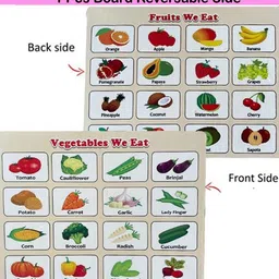 shalafi Learn Activity Board Educational Colorful Fruits Shape with Vegetable Name Slate-picture-14