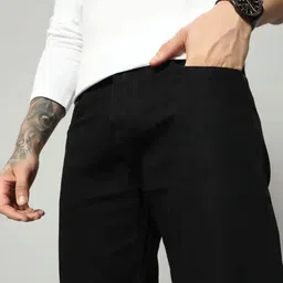 white leapard Men Relaxed Fit Mid Rise Black Jeans image 4