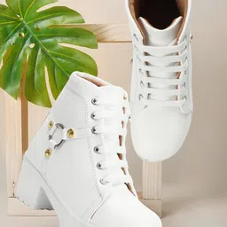 yuggi Women’s Lace-Up Mid Ankle Boots with Block Heel and Stud Ring Detail Boots For Women-picture-38