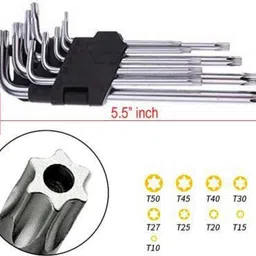epitech mart 9Pcs L Type Screwdriver Double-End Wrench Hexagon Torx Star Spanner Allen Key Set image 2