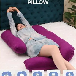 siroki J-Shaped Full Body Maternity Pillow with Chain Cover for Back Legs Belly Support Microfibre Solid Pregnancy Pillow Pack of 1-picture-10