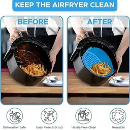 pabuza Silicone Air Fryer Basket Liners Round Reusable, Food Safe Air fryer Bowl-3PCS Airfryer Tray image 5