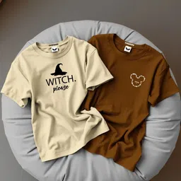 infirax Pack of 2 Women Printed Round Neck Cotton Blend Beige, Brown T-Shirt-picture-22