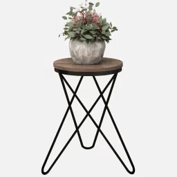 crystal furnitech Harper End Table In Virgin Oak & Black Color Finish image 3