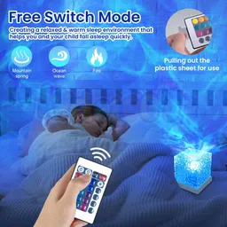 kidology Ocean Wave LED Projector Lamp | 3D Water Effect Night Light with Remote Night Lamp image 4