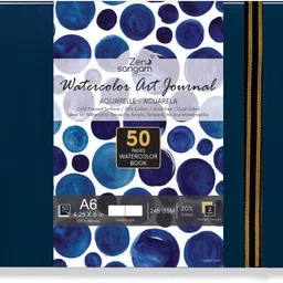 zen sangam express your mind Artists’ - A6 Watercolor Art Journal Landscape - 245 GSM - 20% Cotton Cold Pressed - (50 Pages) - Size (10.5x14.8cm) - Watercolour Book - Blue Sketch Pad-picture-11