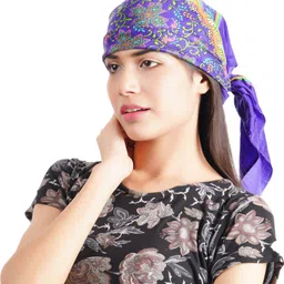 chacko Printed Pure Wool Women Blue Fancy Scarf image 3