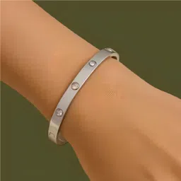 ruhi collection Stainless Steel Cubic Zirconia Titanium Bangle image 3