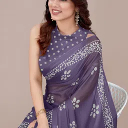 mirchi fashion Printed, Blocked Printed Hand Batik Chiffon, Georgette Saree-picture-15