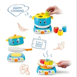 curious cubs Kitchen Set | Early Learning Game for Infants, 3 in 1 Magic Stove playset, image 3
