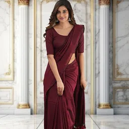 trndysares Solid/Plain Handloom Cotton Blend Saree image 1