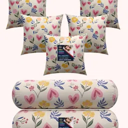 villagers Microfibre Bolster Pack of 7 Floral 5 Cushion and 2 Bolster-picture-16