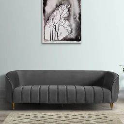 casacraft from pepperfry Hairo Velvet 3 Seater Sofa In Iron Grey Colour-picture-27
