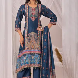 bindudi Printed Kurta, Palazzo & Dupatta Set image 1