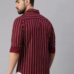 rodeiz Men Slim Fit Striped Spread Collar Casual Shirt image 2