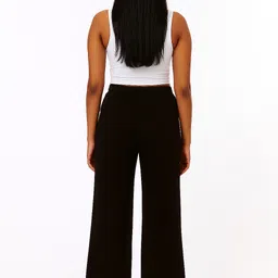 empracee Women Comfort Fit Black Cotton Blend Trousers image 2