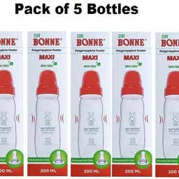 bonne Feeding Bottles Durable and Transparent With Silicone Niple (PACK OF 5 BOTTLES) - 200 ml-picture-19