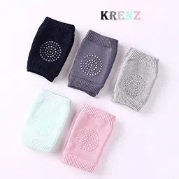 krenz Set of 5 Pairs Multicolor Baby Knee Pads | Anti-Slip Protective Cushion for Kids Multicolor Baby Knee Pads-picture-25