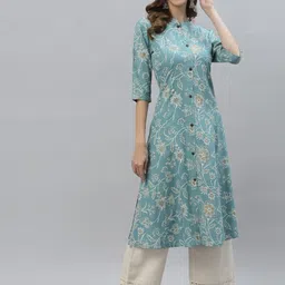 pyarelal Women Floral Print Viscose Rayon A-line Kurta image 1