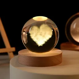 shopogenix 3D Crystal Ball Lamp | Night Light with Wooden Base | Heart Style_L1016 Table Lamp-picture-19