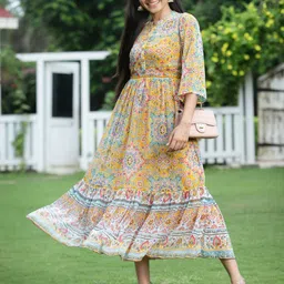 juniper Women Tiered Multicolor Midi/Calf Length Dress image 2