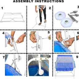 steeloart Baby Cradle Born Baby Swing buggi, mosquito net and Heavy Metal Body Frame image 5