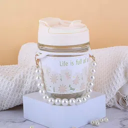 kejola Glass Coffee Sippers with Lid & Straw Pack of 1 Glass Coffee Mug image 3