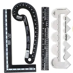 bharatss LSquare, Straight Ruler, Designer Curve, 4in1 Scallop Scale, ArmHole Curve (5pc) Drafting Kit-picture-19